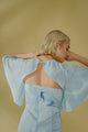 Silk Hand Marbled Open Back Dress - Blue