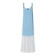 Hand Marbled Silk Tie Up Strap Dress in Blue & White